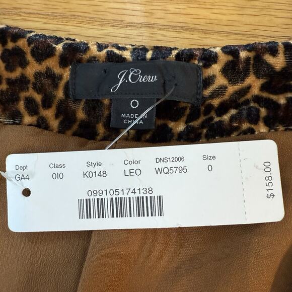 New J Crew Animal Print Velvet True Wrap Dress Size 0 V Neck Leopard Print - Picture 12 of 15